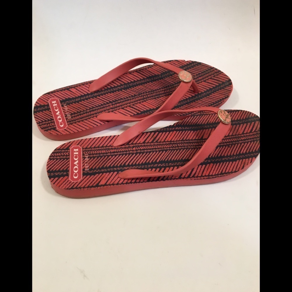 Coach Women's Flip-Flops (Coral) Size 11/12 - Picture 2 of 9